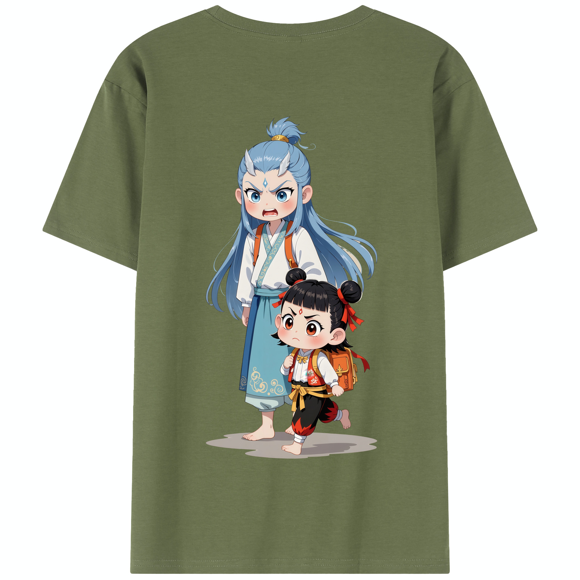 （画像用） Ne Zha 2 ナタ 魔童の大暴れ 綿100％半袖Tシャツ（背面プリント）